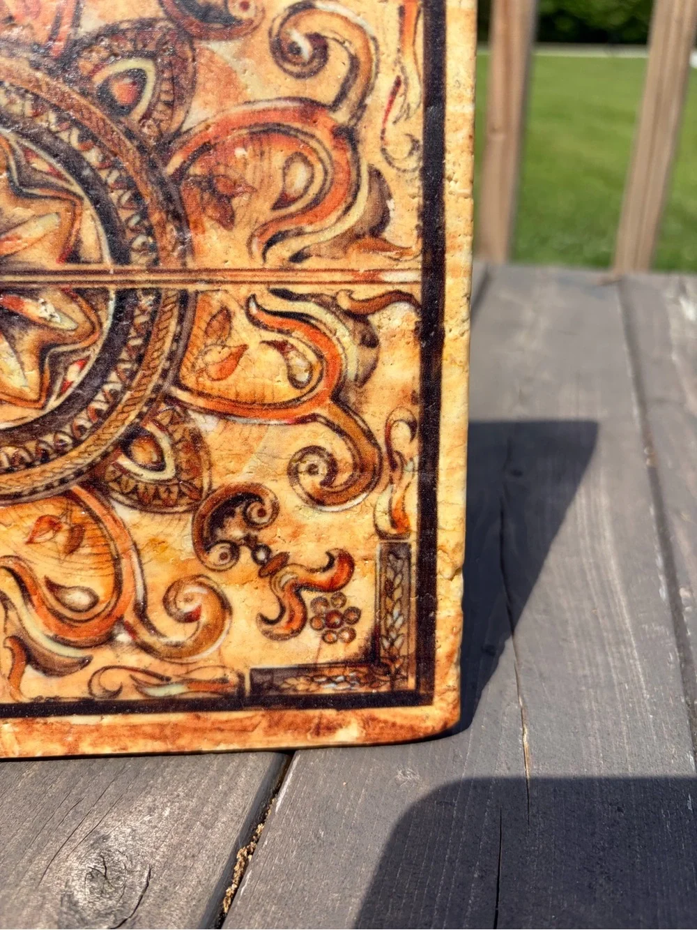 VINTAGE PIER 1 RUTH BUSH TRIVET TUSCAN SCROLL TILE ITALIAN FRESCO Heavy
